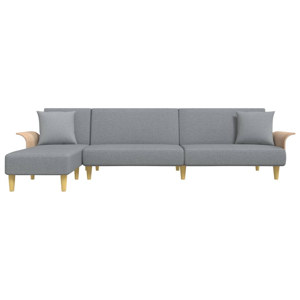 Slaapbank L-vormig 279x140x70 cm stof lichtgrijs is nu te koop bij PeponiXL, paradijselijk wonen!