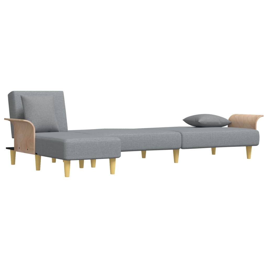 Slaapbank L-vormig 279x140x70 cm stof lichtgrijs is nu te koop bij PeponiXL, paradijselijk wonen!