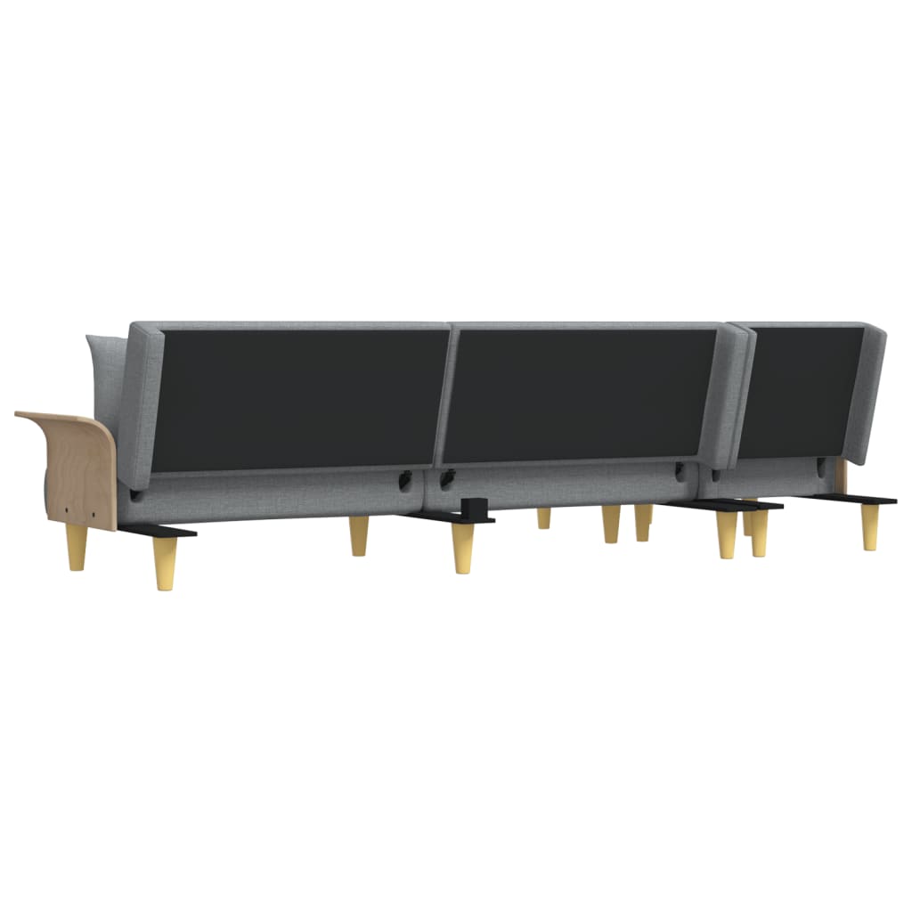 Slaapbank L-vormig 279x140x70 cm stof lichtgrijs is nu te koop bij PeponiXL, paradijselijk wonen!
