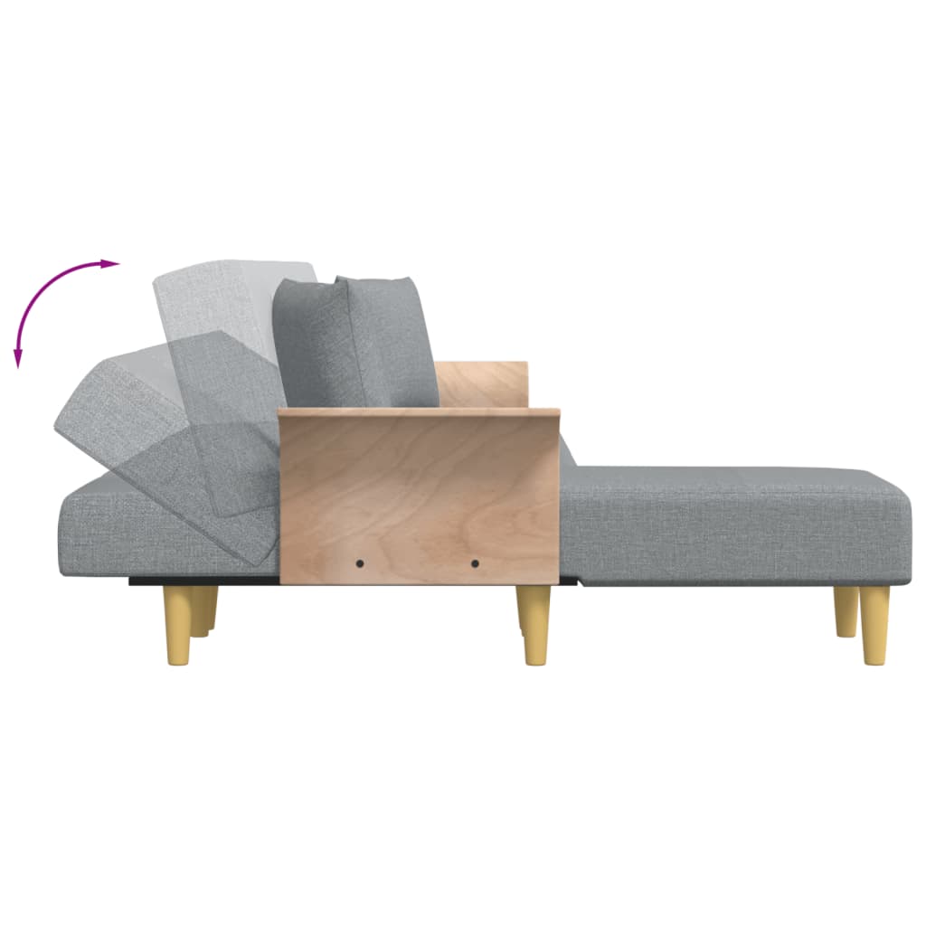 Slaapbank L-vormig 279x140x70 cm stof lichtgrijs is nu te koop bij PeponiXL, paradijselijk wonen!