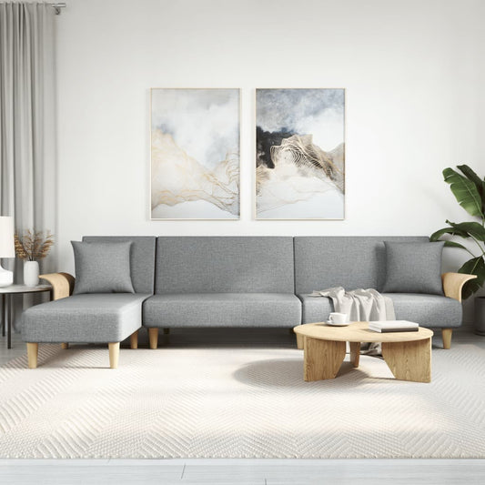 Slaapbank L-vormig 279x140x70 cm stof lichtgrijs is nu te koop bij PeponiXL, paradijselijk wonen!