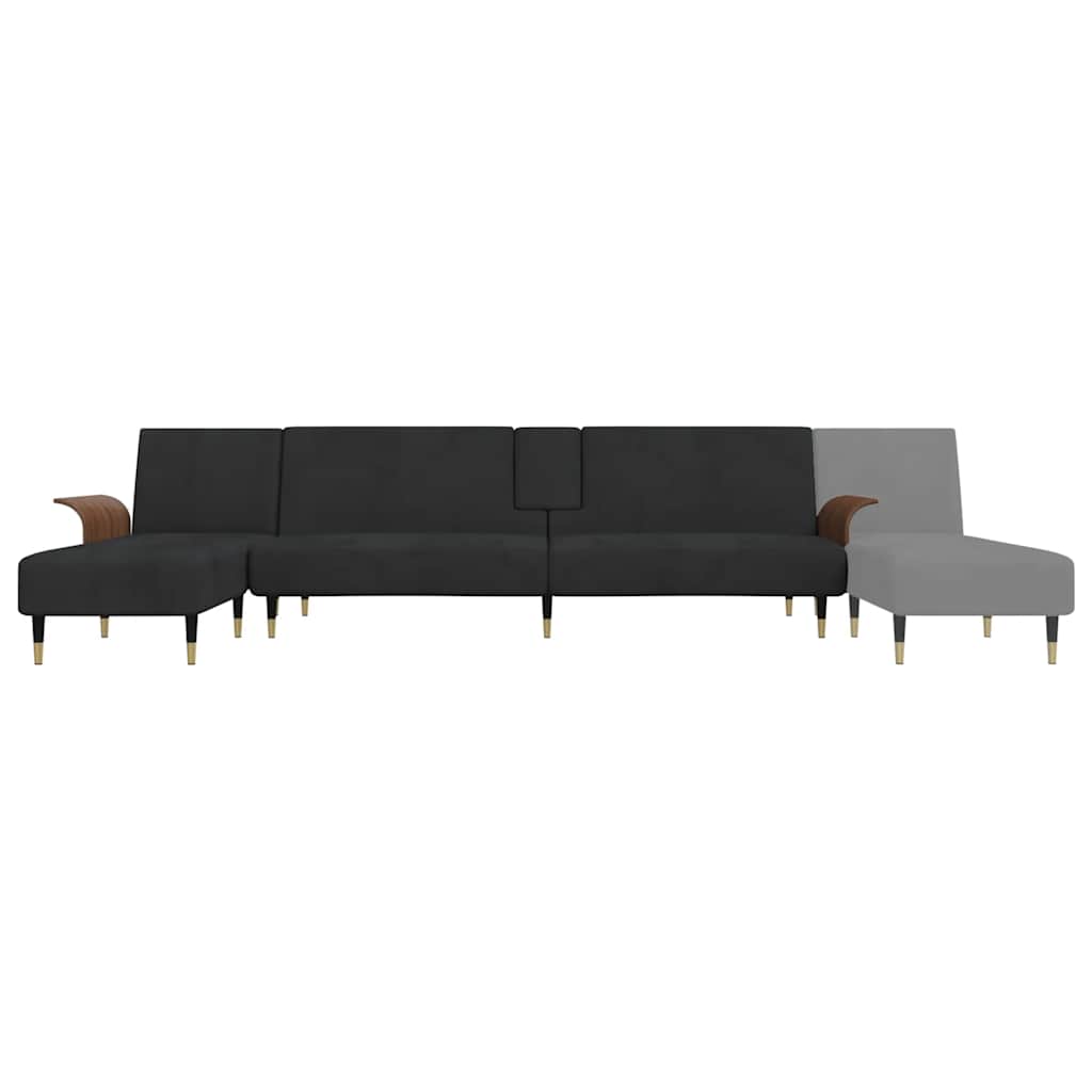 Slaapbank L-vormig 279x140x70 cm fluweel zwart is nu te koop bij PeponiXL, paradijselijk wonen!