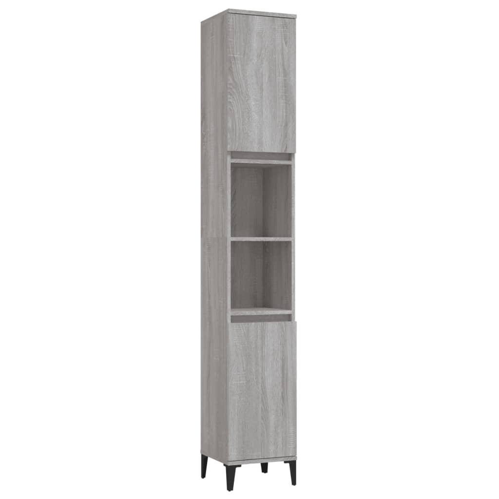 3-delige Badkamermeubelset bewerkt hout grijs sonoma eikenkleur is nu te koop bij PeponiXL, paradijselijk wonen!