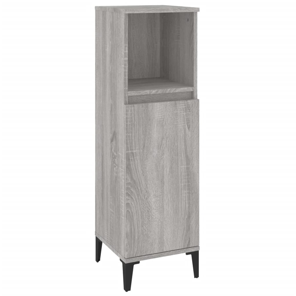 3-delige Badkamermeubelset bewerkt hout grijs sonoma eikenkleur is nu te koop bij PeponiXL, paradijselijk wonen!
