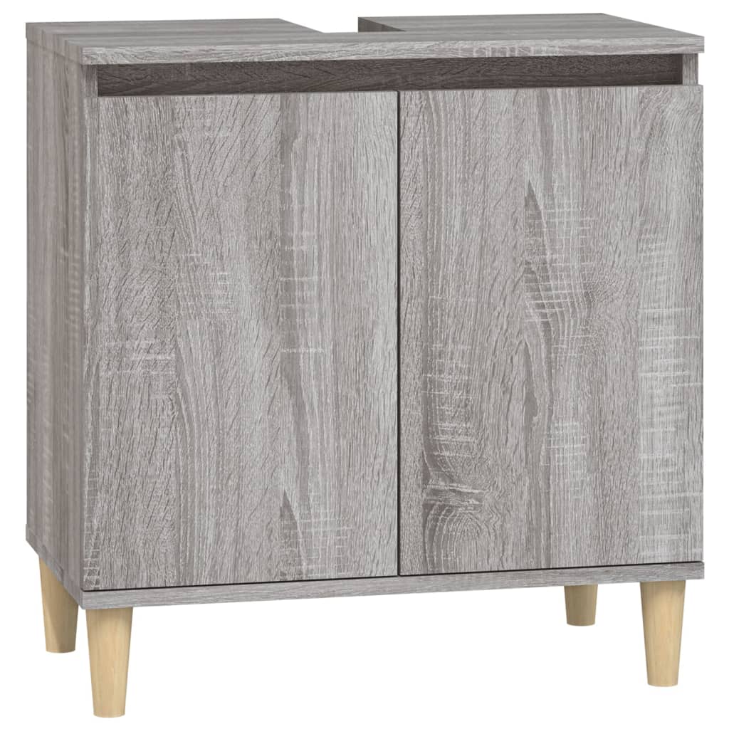 3-delige Badkamermeubelset bewerkt hout grijs sonoma eikenkleur is nu te koop bij PeponiXL, paradijselijk wonen!