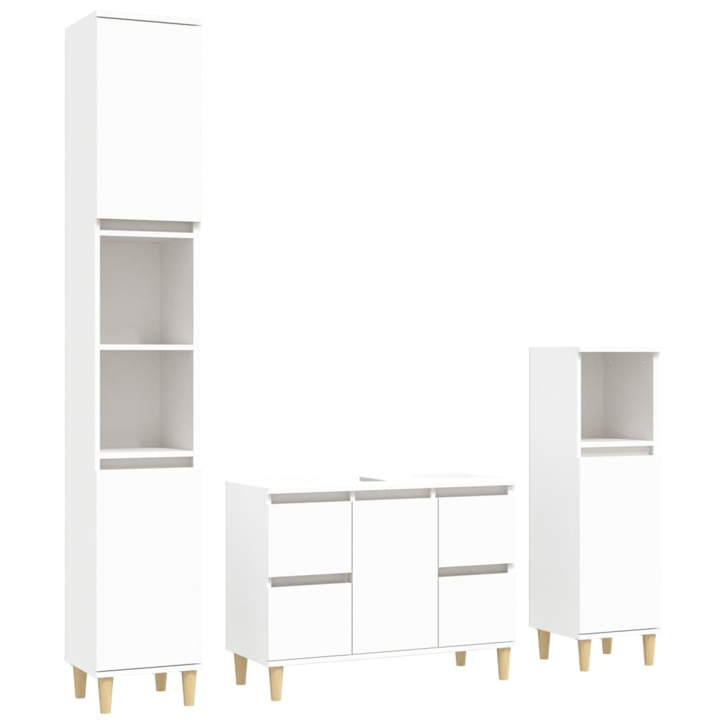 3-delige Badkamermeubelset bewerkt hout wit is nu te koop bij PeponiXL, paradijselijk wonen!