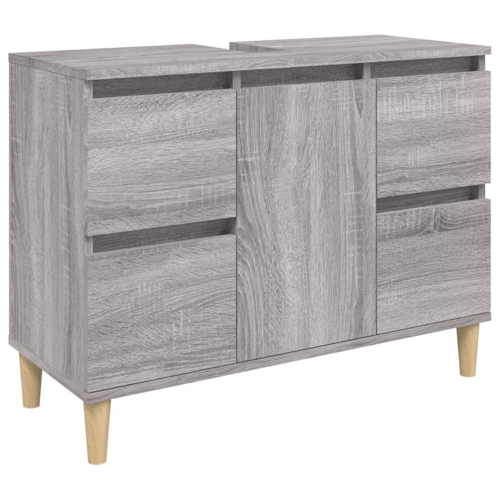 3-delige Badkamermeubelset bewerkt hout grijs sonoma eikenkleur is nu te koop bij PeponiXL, paradijselijk wonen!
