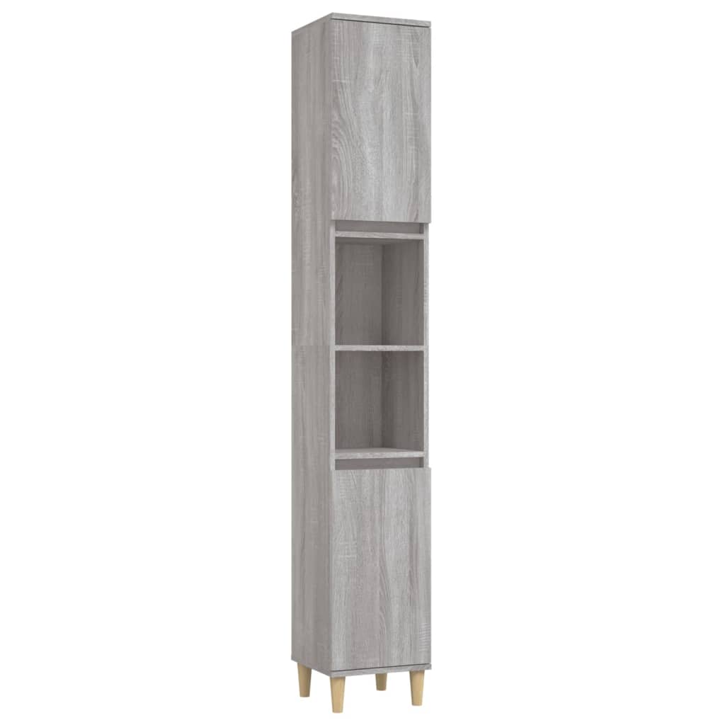 3-delige Badkamermeubelset bewerkt hout grijs sonoma eikenkleur is nu te koop bij PeponiXL, paradijselijk wonen!