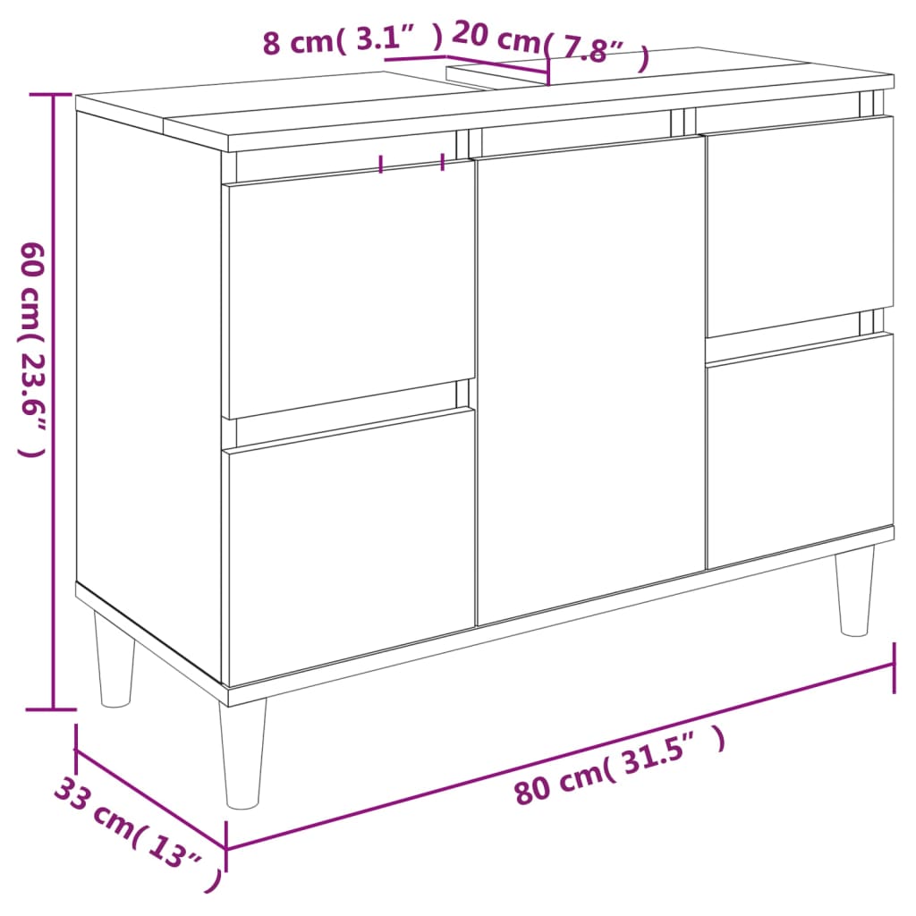 3-delige Badkamermeubelset bewerkt hout grijs sonoma eikenkleur is nu te koop bij PeponiXL, paradijselijk wonen!