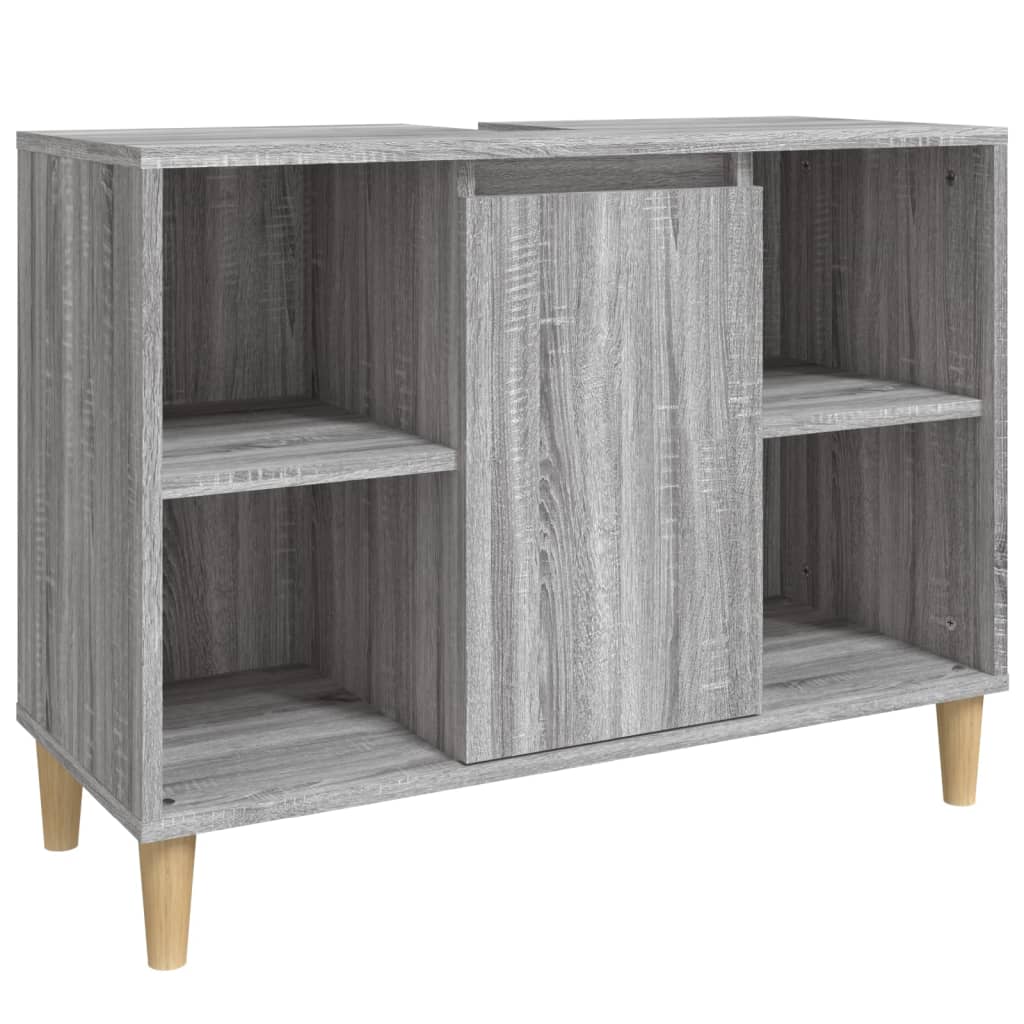3-delige Badkamermeubelset bewerkt hout grijs sonoma eikenkleur is nu te koop bij PeponiXL, paradijselijk wonen!