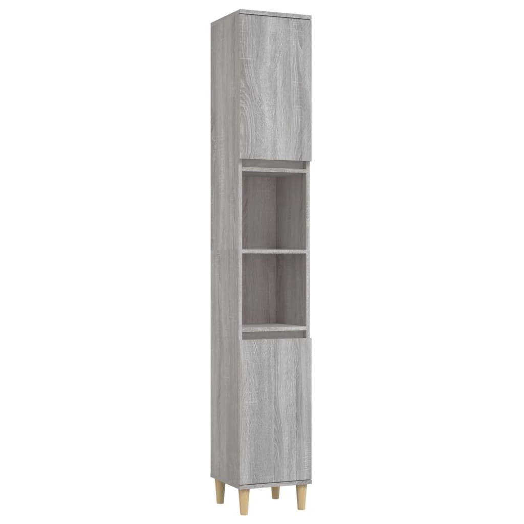 3-delige Badkamermeubelset bewerkt hout grijs sonoma eikenkleur is nu te koop bij PeponiXL, paradijselijk wonen!