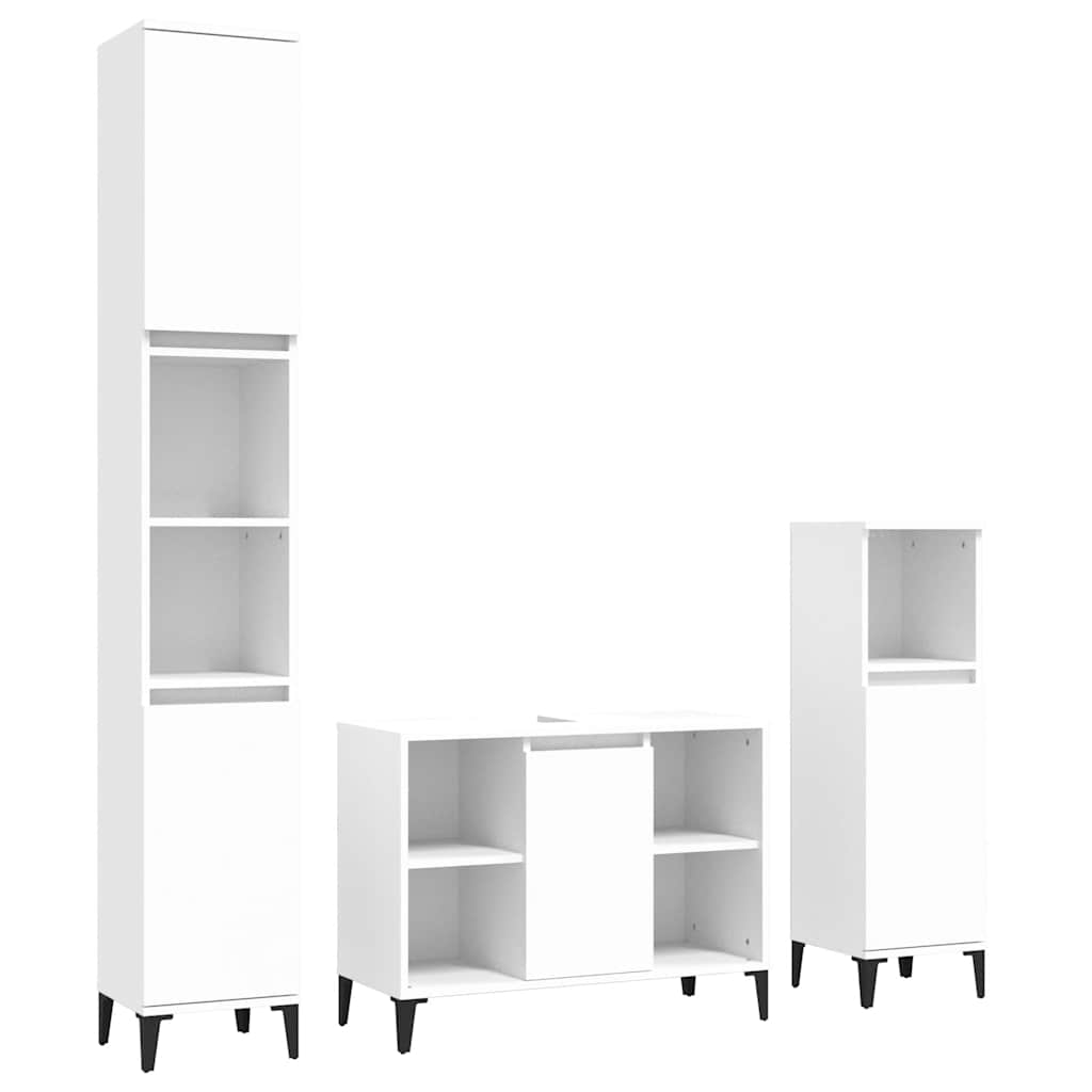 3-delige Badkamermeubelset bewerkt hout wit is nu te koop bij PeponiXL, paradijselijk wonen!