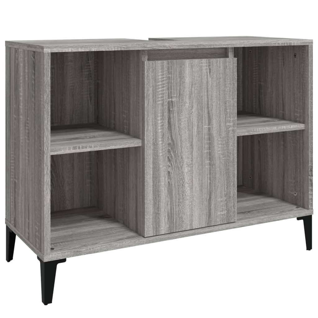3-delige Badkamermeubelset bewerkt hout grijs sonoma eikenkleur is nu te koop bij PeponiXL, paradijselijk wonen!