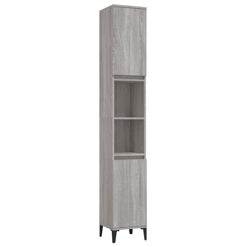 3-delige Badkamermeubelset bewerkt hout grijs sonoma eikenkleur is nu te koop bij PeponiXL, paradijselijk wonen!
