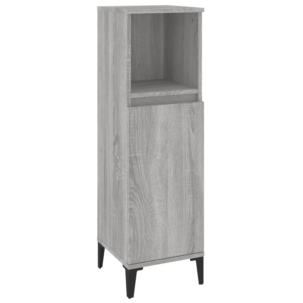 3-delige Badkamermeubelset bewerkt hout grijs sonoma eikenkleur is nu te koop bij PeponiXL, paradijselijk wonen!