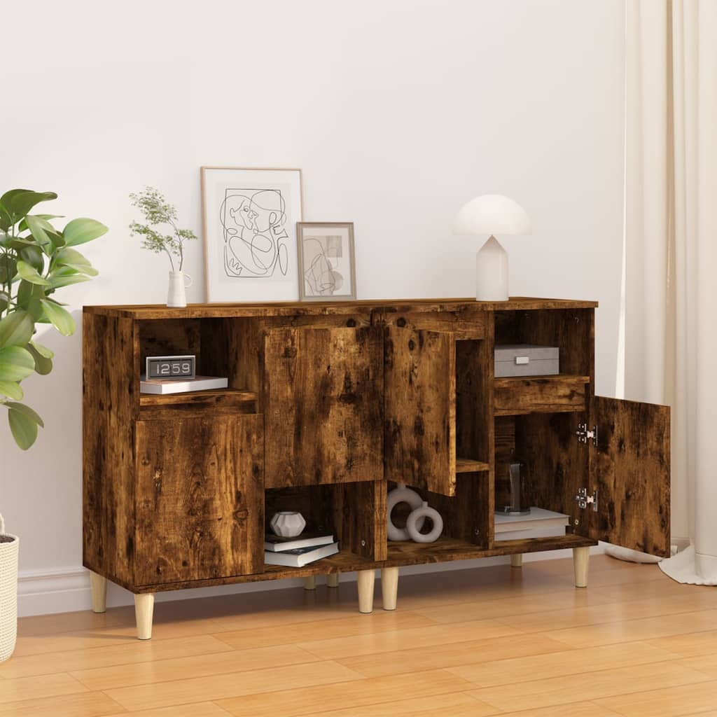 Dressoirs 2 st 60x35x70 cm bewerkt hout gerookt eikenkleurig is nu te koop bij PeponiXL, paradijselijk wonen!