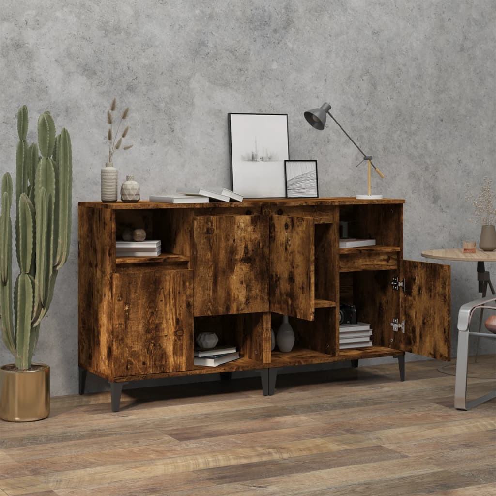 Dressoirs 2 st 60x35x70 cm bewerkt hout gerookt eikenkleurig is nu te koop bij PeponiXL, paradijselijk wonen!