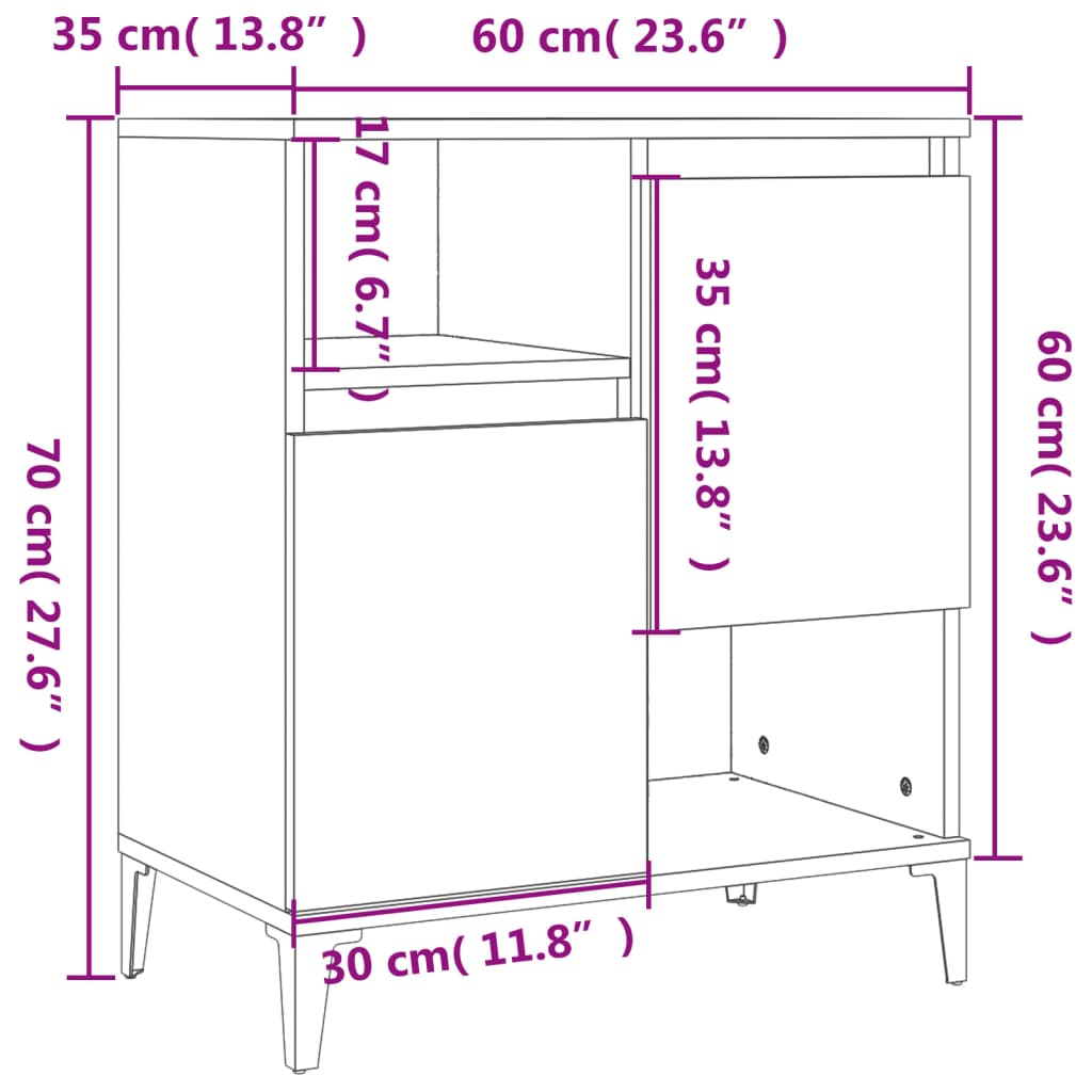 Dressoirs 2 st 60x35x70 cm bewerkt hout gerookt eikenkleurig is nu te koop bij PeponiXL, paradijselijk wonen!