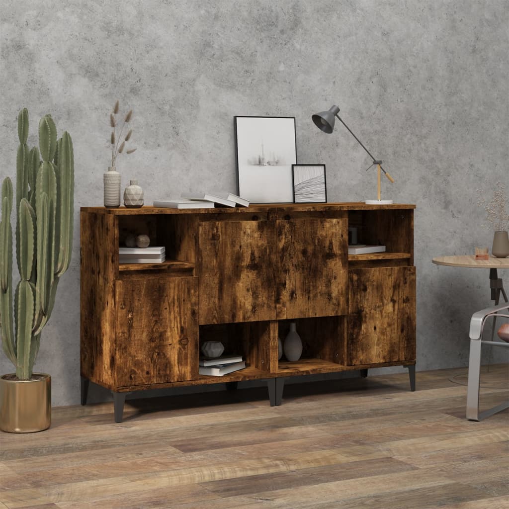 Dressoirs 2 st 60x35x70 cm bewerkt hout gerookt eikenkleurig is nu te koop bij PeponiXL, paradijselijk wonen!