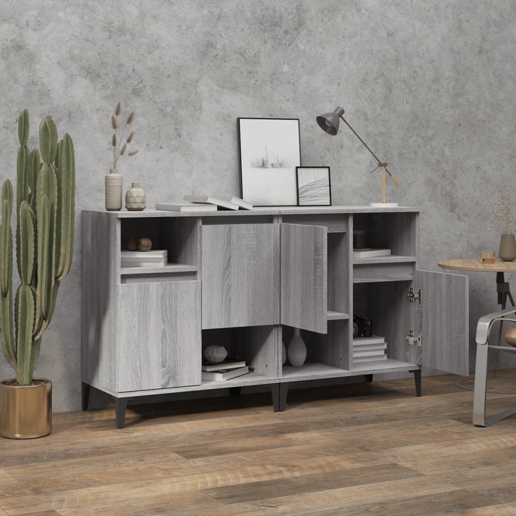 Dressoirs 2 st 60x35x70 cm bewerkt hout grijs sonoma eikenkleur is nu te koop bij PeponiXL, paradijselijk wonen!
