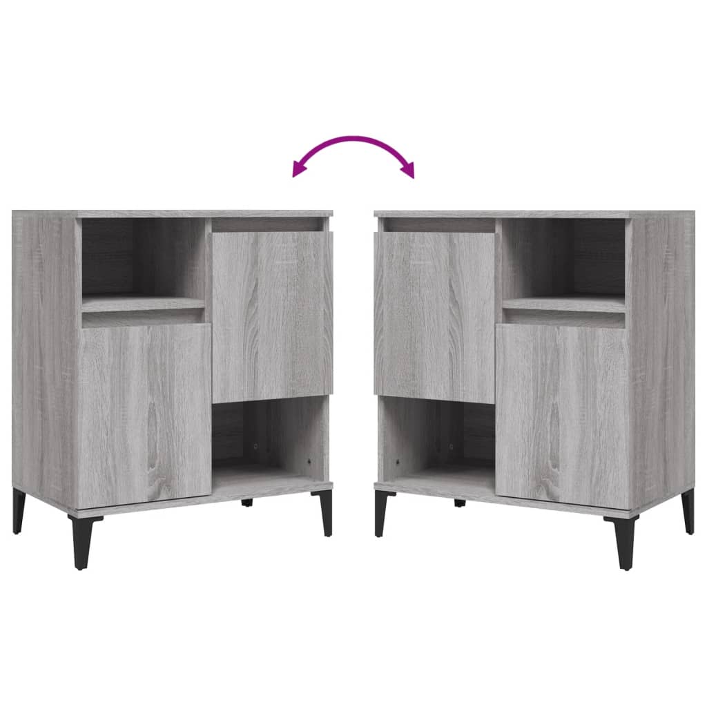 Dressoirs 2 st 60x35x70 cm bewerkt hout grijs sonoma eikenkleur is nu te koop bij PeponiXL, paradijselijk wonen!
