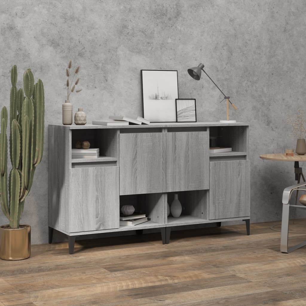 Dressoirs 2 st 60x35x70 cm bewerkt hout grijs sonoma eikenkleur is nu te koop bij PeponiXL, paradijselijk wonen!