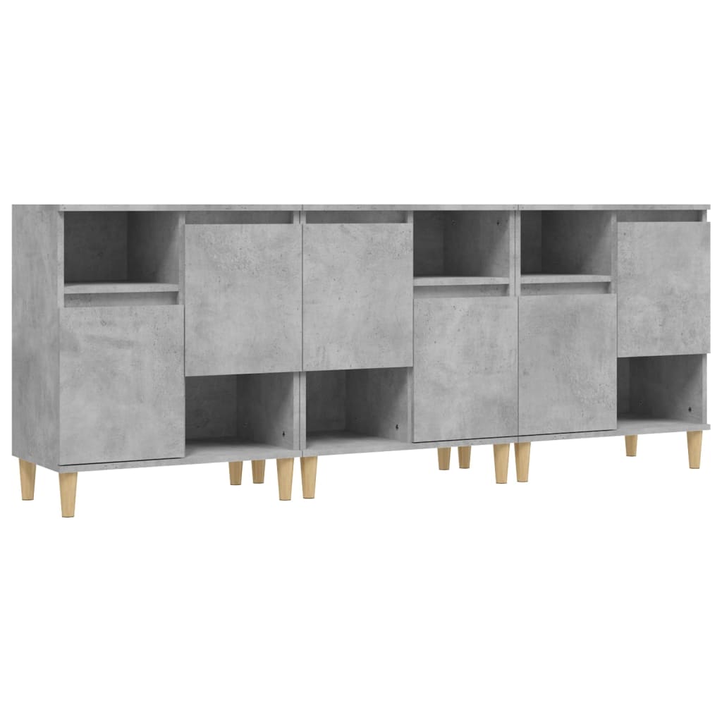 Dressoirs 3 st 60x35x70 cm bewerkt hout betongrijs is nu te koop bij PeponiXL, paradijselijk wonen!