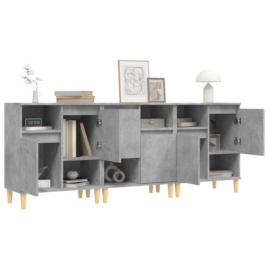 Dressoirs 3 st 60x35x70 cm bewerkt hout betongrijs is nu te koop bij PeponiXL, paradijselijk wonen!