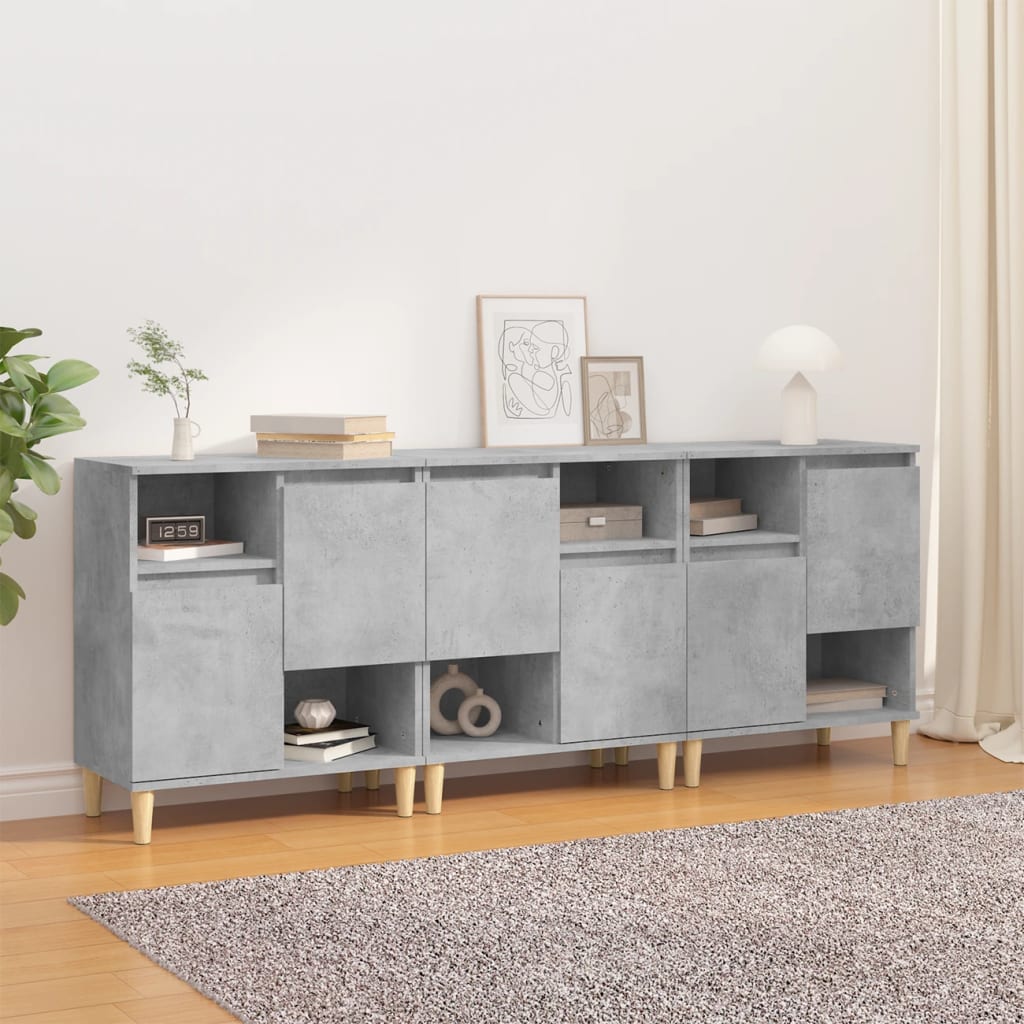 Dressoirs 3 st 60x35x70 cm bewerkt hout betongrijs is nu te koop bij PeponiXL, paradijselijk wonen!