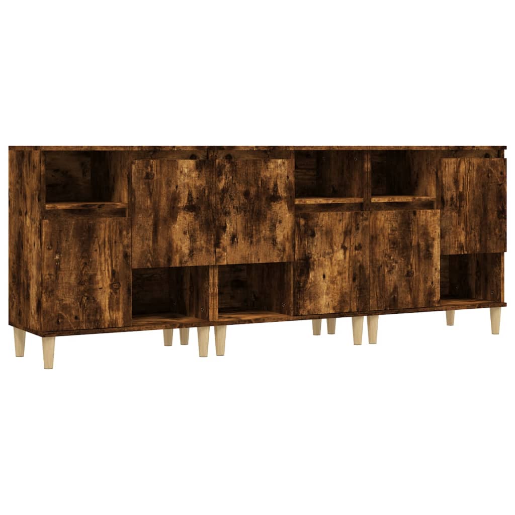 Dressoirs 3 st 60x35x70 cm bewerkt hout gerookt eikenkleurig is nu te koop bij PeponiXL, paradijselijk wonen!