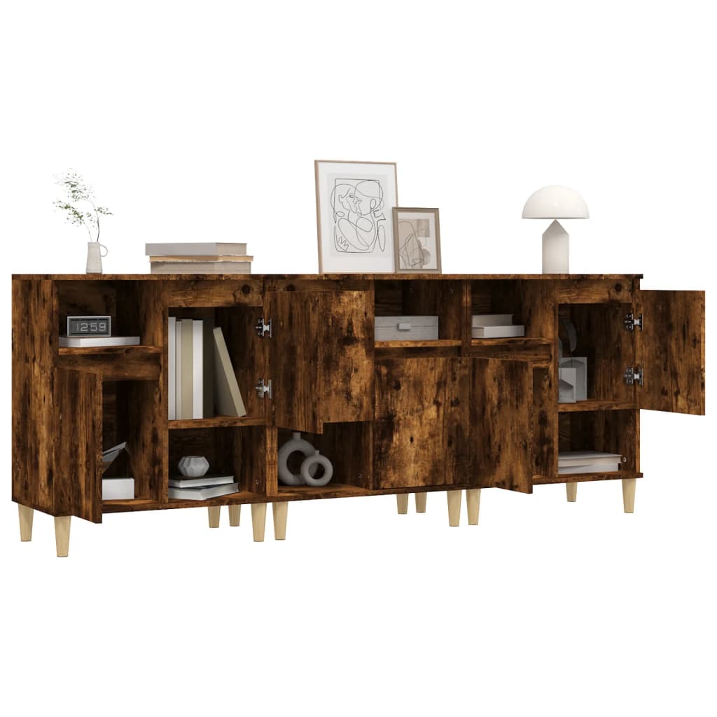 Dressoirs 3 st 60x35x70 cm bewerkt hout gerookt eikenkleurig is nu te koop bij PeponiXL, paradijselijk wonen!