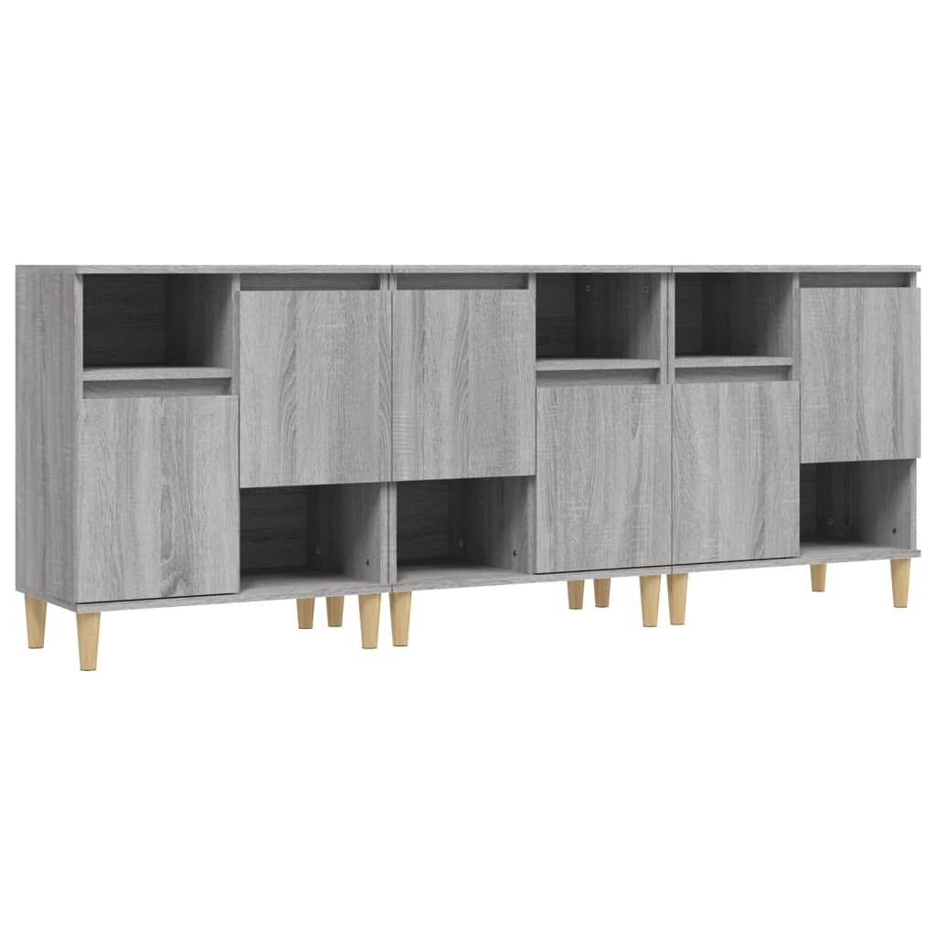 Dressoirs 3 st 60x35x70 cm bewerkt hout grijs sonoma eikenkleur is nu te koop bij PeponiXL, paradijselijk wonen!