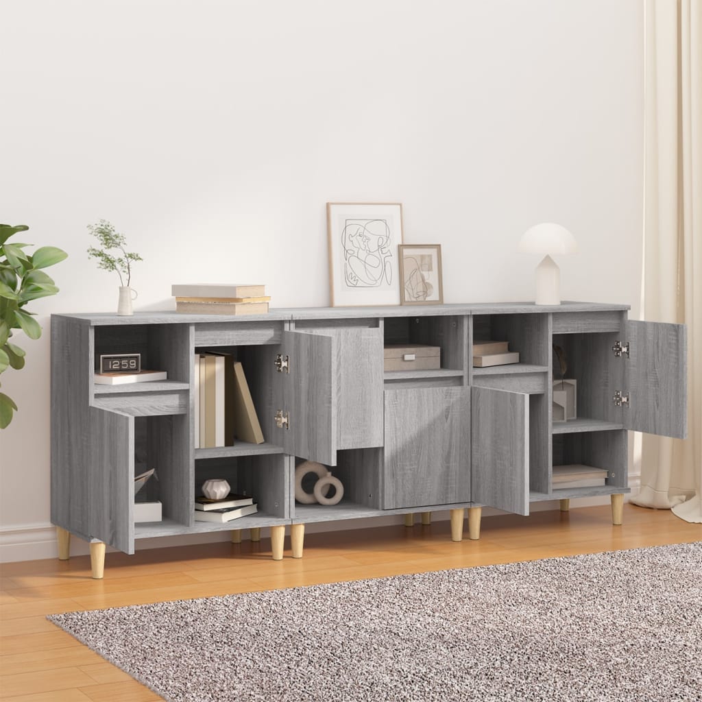 Dressoirs 3 st 60x35x70 cm bewerkt hout grijs sonoma eikenkleur is nu te koop bij PeponiXL, paradijselijk wonen!