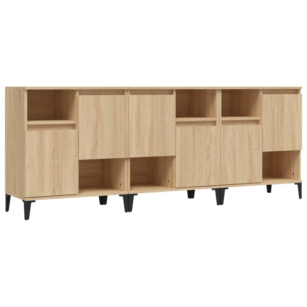 Dressoirs 3 st 60x35x70 cm bewerkt hout sonoma eikenkleurig is nu te koop bij PeponiXL, paradijselijk wonen!
