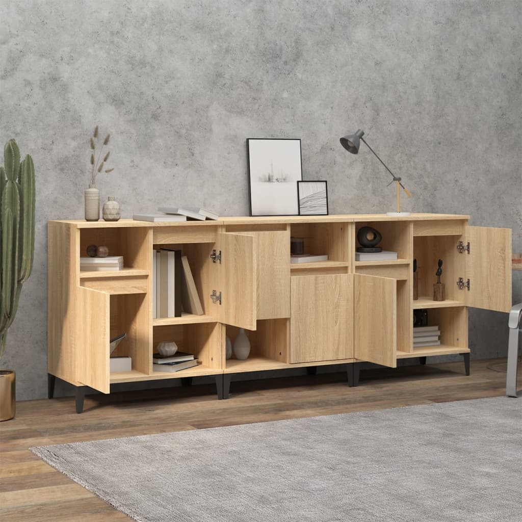 Dressoirs 3 st 60x35x70 cm bewerkt hout sonoma eikenkleurig is nu te koop bij PeponiXL, paradijselijk wonen!