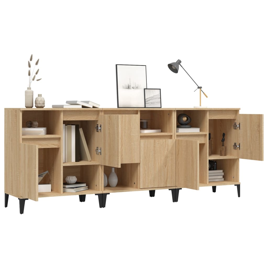Dressoirs 3 st 60x35x70 cm bewerkt hout sonoma eikenkleurig is nu te koop bij PeponiXL, paradijselijk wonen!
