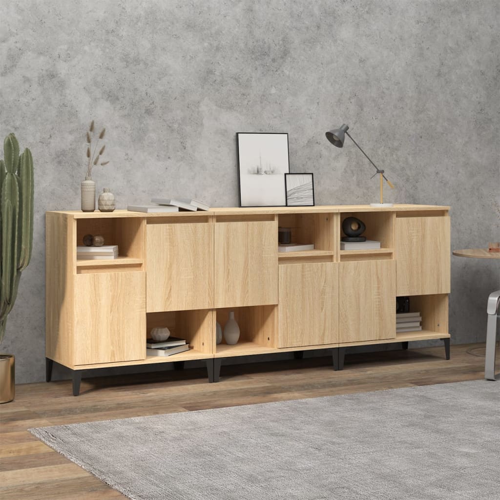 Dressoirs 3 st 60x35x70 cm bewerkt hout sonoma eikenkleurig is nu te koop bij PeponiXL, paradijselijk wonen!