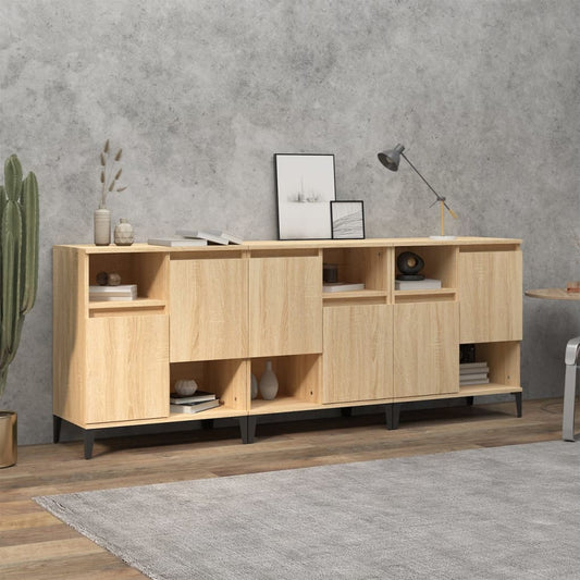 Dressoirs 3 st 60x35x70 cm bewerkt hout sonoma eikenkleurig is nu te koop bij PeponiXL, paradijselijk wonen!