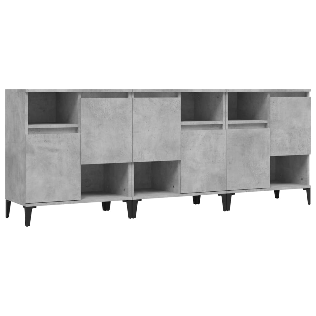 Dressoirs 3 st 60x35x70 cm bewerkt hout betongrijs is nu te koop bij PeponiXL, paradijselijk wonen!