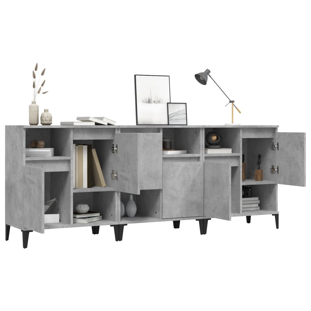 Dressoirs 3 st 60x35x70 cm bewerkt hout betongrijs is nu te koop bij PeponiXL, paradijselijk wonen!