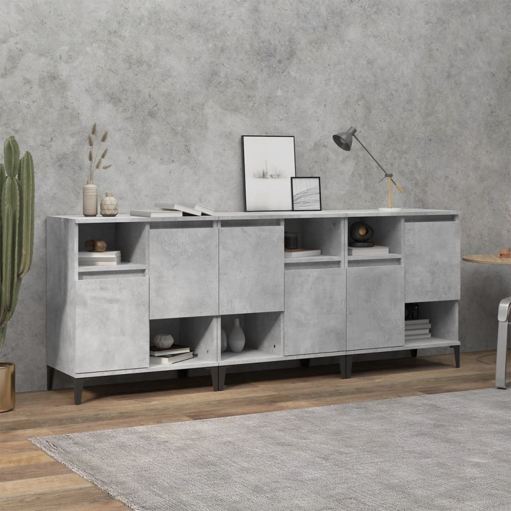 Dressoirs 3 st 60x35x70 cm bewerkt hout betongrijs is nu te koop bij PeponiXL, paradijselijk wonen!