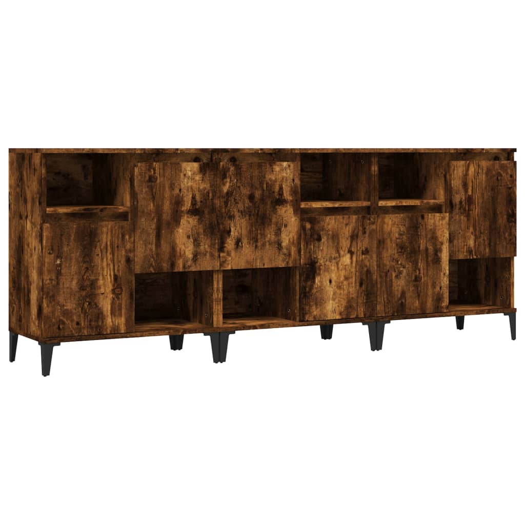 Dressoirs 3 st 60x35x70 cm bewerkt hout gerookt eikenkleurig is nu te koop bij PeponiXL, paradijselijk wonen!