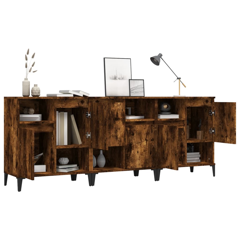 Dressoirs 3 st 60x35x70 cm bewerkt hout gerookt eikenkleurig is nu te koop bij PeponiXL, paradijselijk wonen!