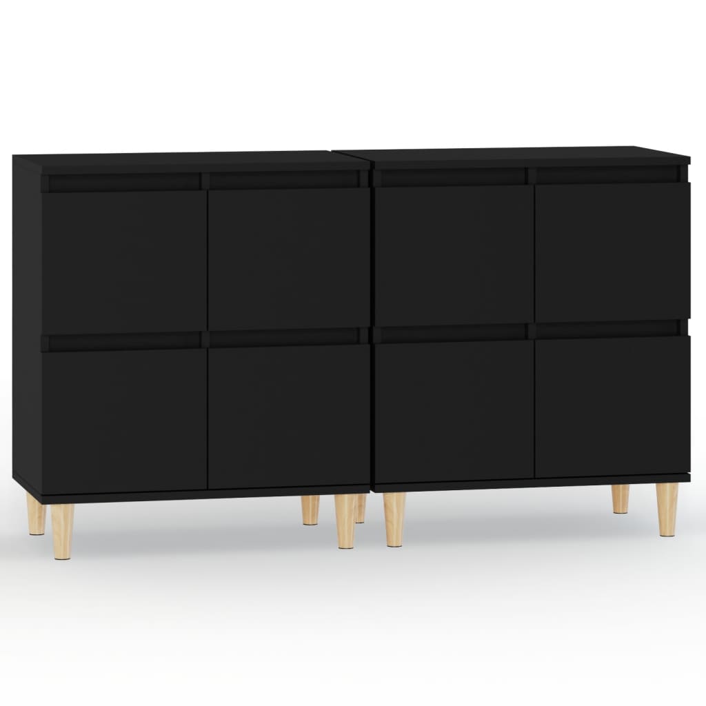 Dressoirs 2 st 60x35x70 cm bewerkt hout zwart is nu te koop bij PeponiXL, paradijselijk wonen!