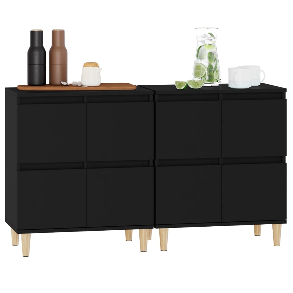 Dressoirs 2 st 60x35x70 cm bewerkt hout zwart is nu te koop bij PeponiXL, paradijselijk wonen!
