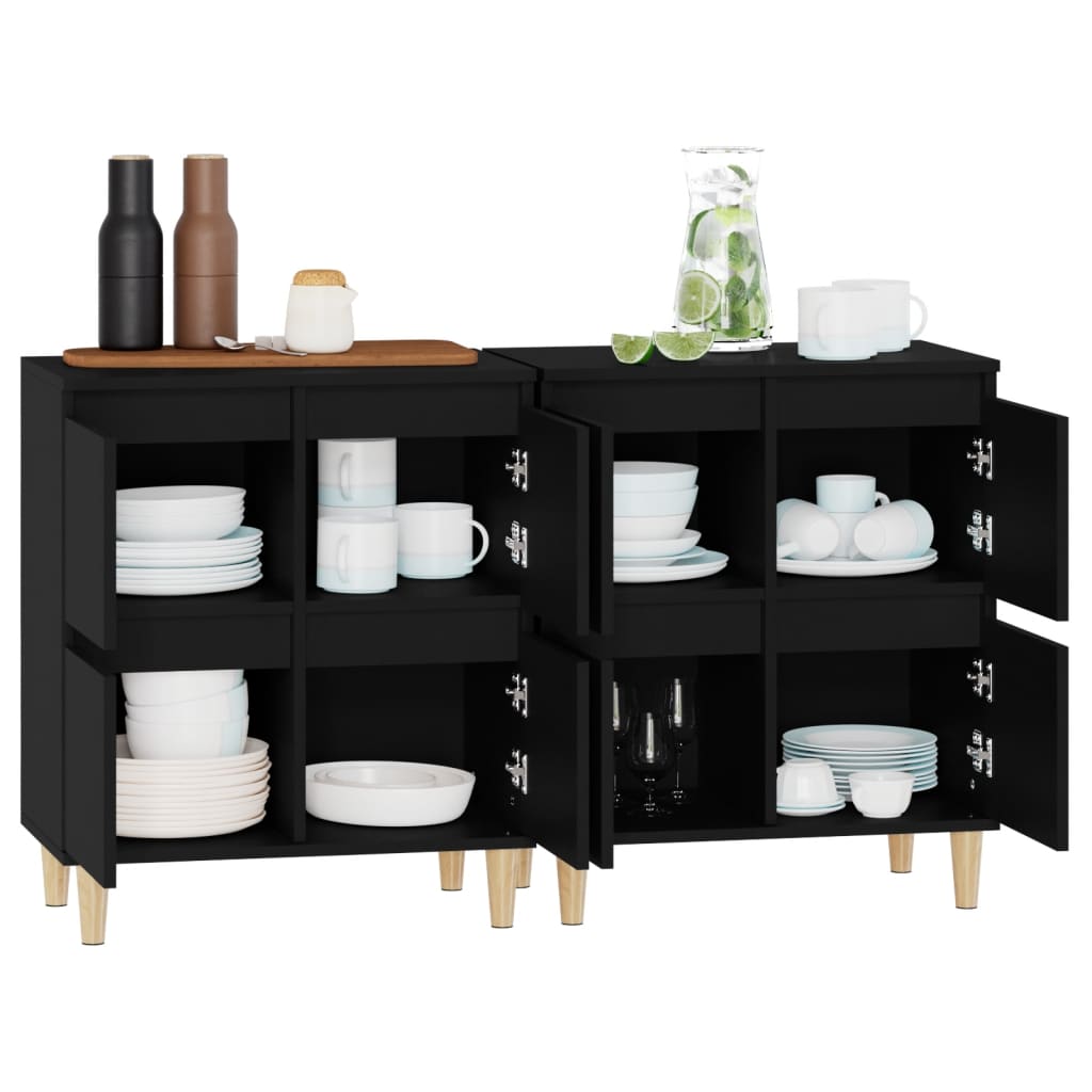 Dressoirs 2 st 60x35x70 cm bewerkt hout zwart is nu te koop bij PeponiXL, paradijselijk wonen!