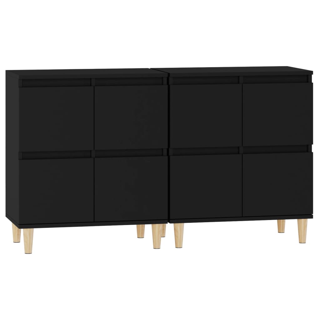 Dressoirs 2 st 60x35x70 cm bewerkt hout zwart is nu te koop bij PeponiXL, paradijselijk wonen!