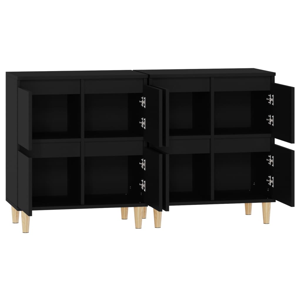 Dressoirs 2 st 60x35x70 cm bewerkt hout zwart is nu te koop bij PeponiXL, paradijselijk wonen!