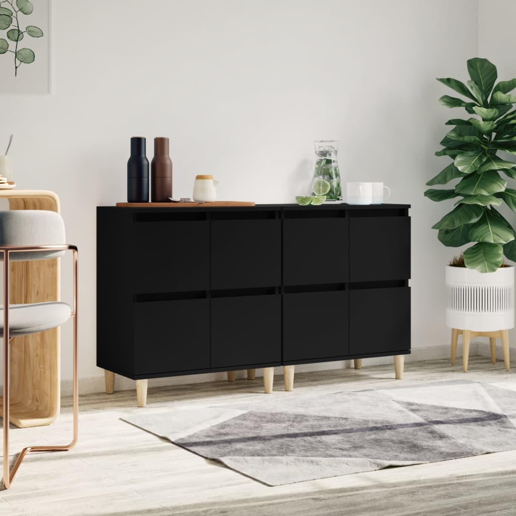 Dressoirs 2 st 60x35x70 cm bewerkt hout zwart is nu te koop bij PeponiXL, paradijselijk wonen!