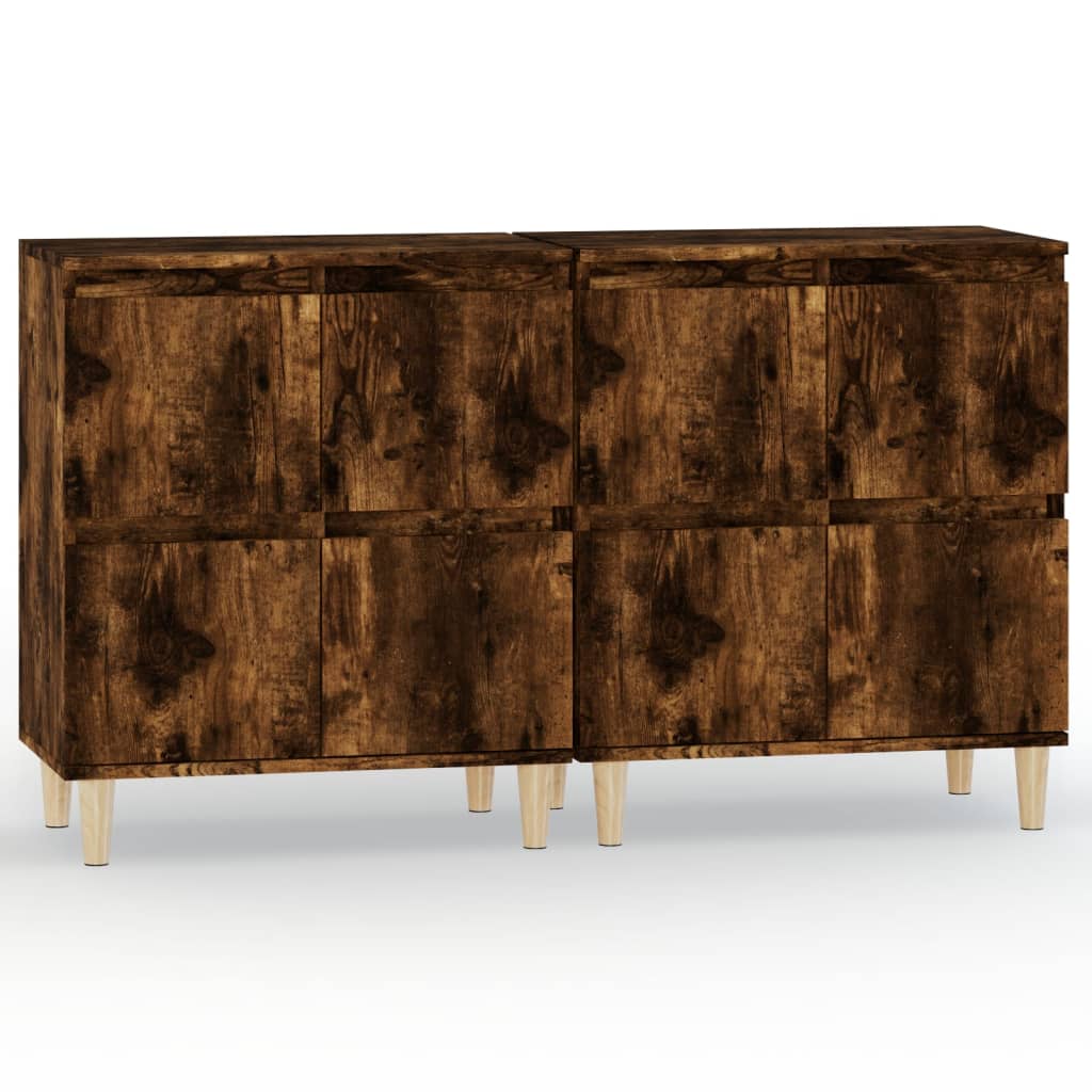 Dressoirs 2 st 60x35x70 cm bewerkt hout gerookt eikenkleurig is nu te koop bij PeponiXL, paradijselijk wonen!